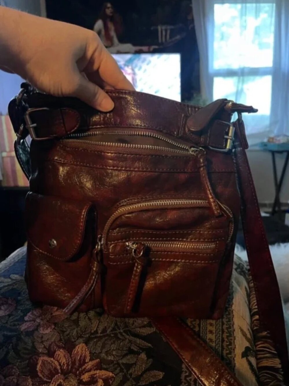 Burgundy Brown Crossbody Purse
